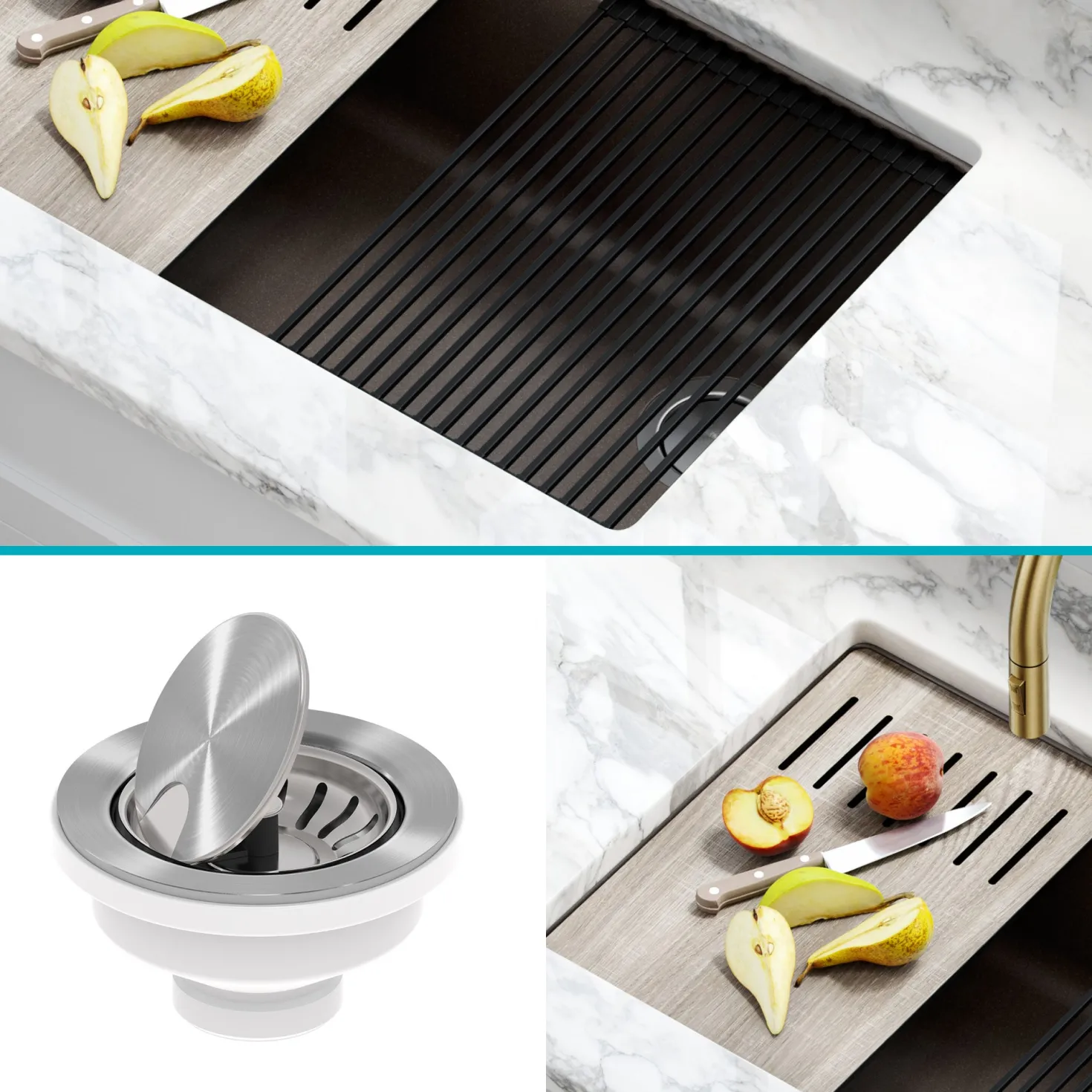 KRAUS Bellucci Workstation 30" Undermount Granite Composite Single Bowl Kitchen Sink with Accessories