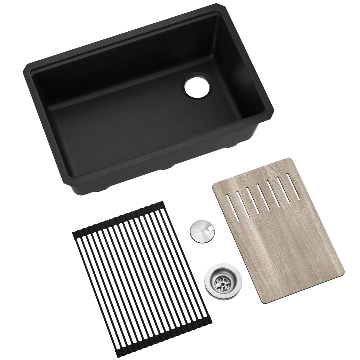 KRAUS Bellucci Workstation 30" Undermount Granite Composite Single Bowl Kitchen Sink with Accessories