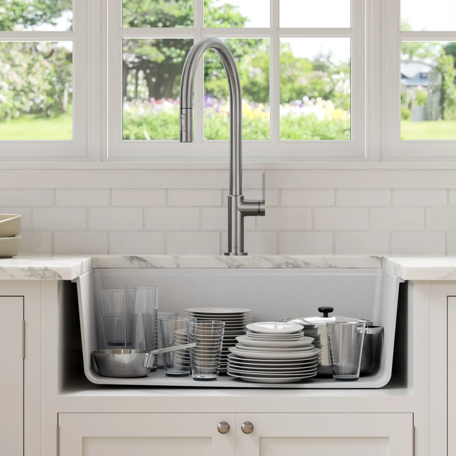 KRAUS Bellucci Workstation 30" Undermount Granite Composite Single Bowl Kitchen Sink in White with Accessories