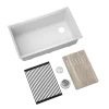 KRAUS Bellucci Workstation 33" Undermount Granite Composite Kitchen Sink in White with Accessories
