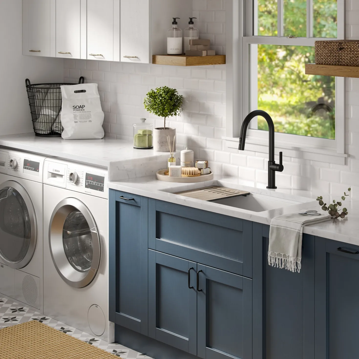 KRAUS Bellucci Workstation 33" Undermount Granite Composite Kitchen Sink in White with Accessories