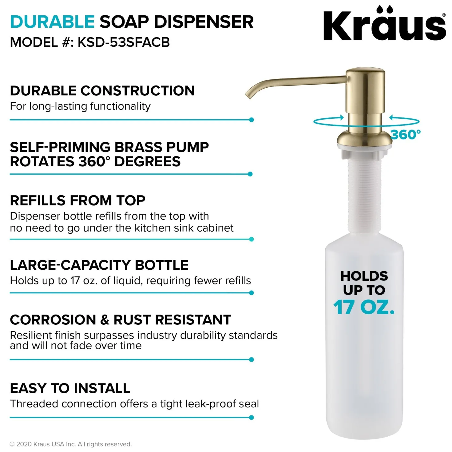 KRAUS Boden Kitchen Soap & Lotion Dispenser in Spot Free Antique Champagne Bronze