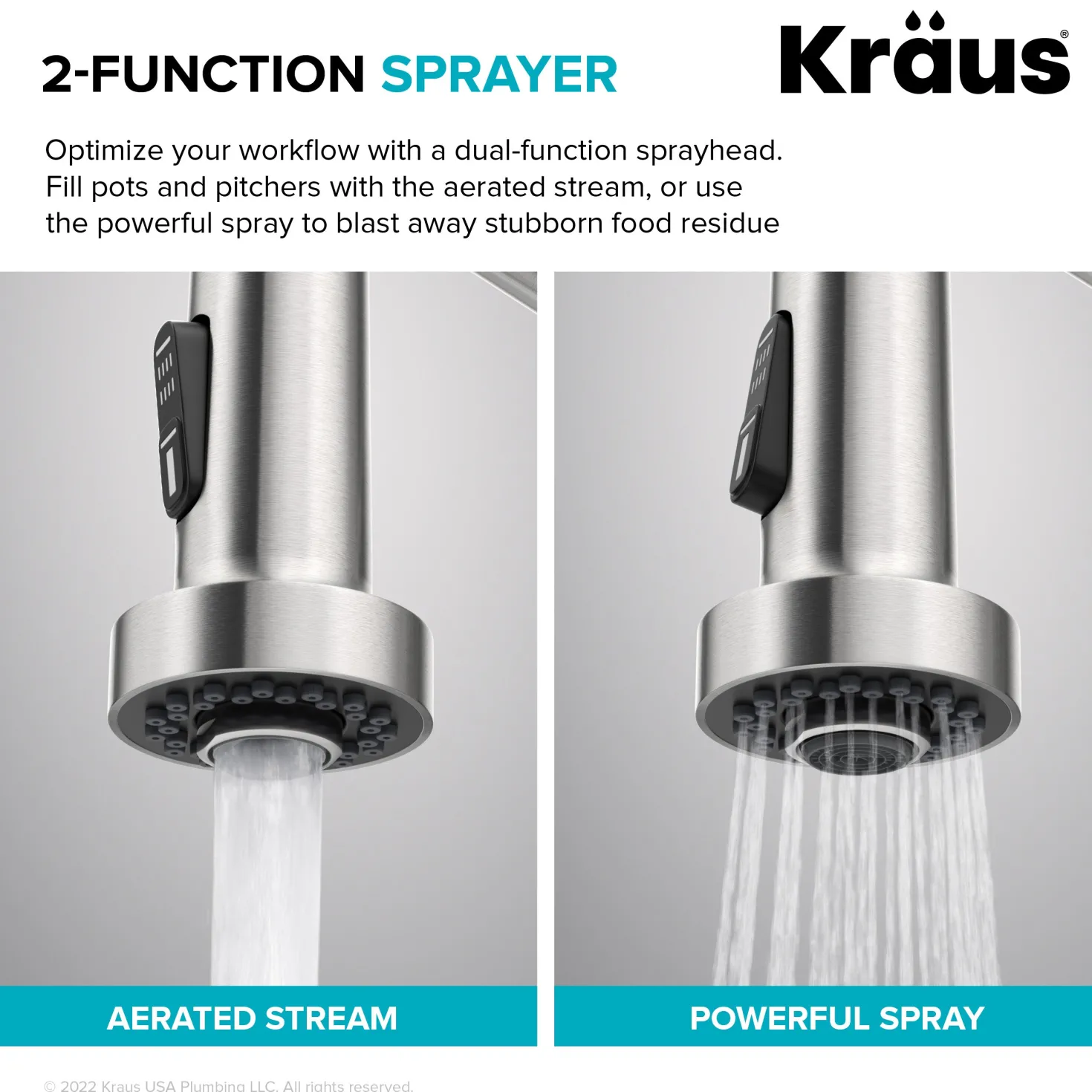 KRAUS Bolden Commercial Style Pull-Down Single Handle 18-Inch Kitchen Faucet in Brushed Brass