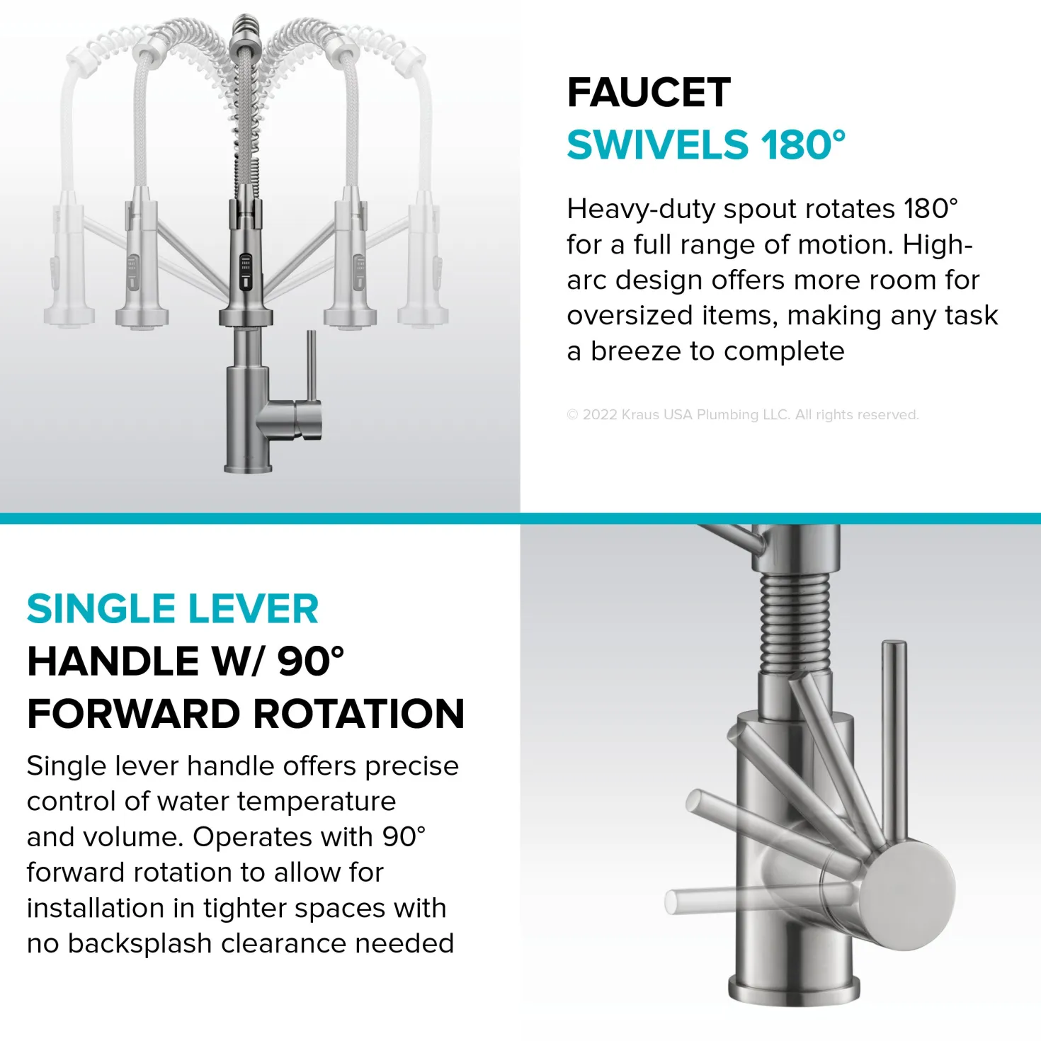 KRAUS Bolden Commercial Style Pull-Down Single Handle 18-Inch Kitchen Faucet in Brushed Brass