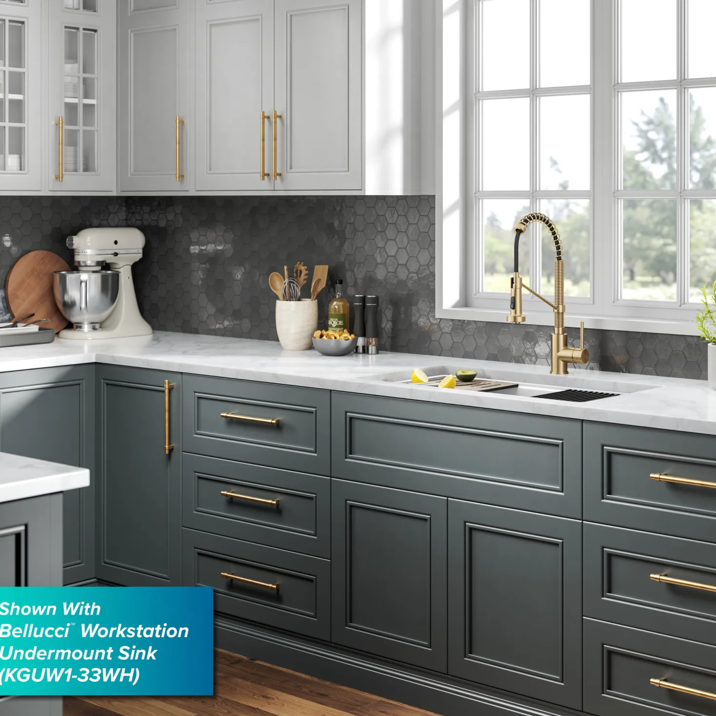 KRAUS Bolden Commercial Style Pull-Down Single Handle 18-Inch Kitchen Faucet in Brushed Brass