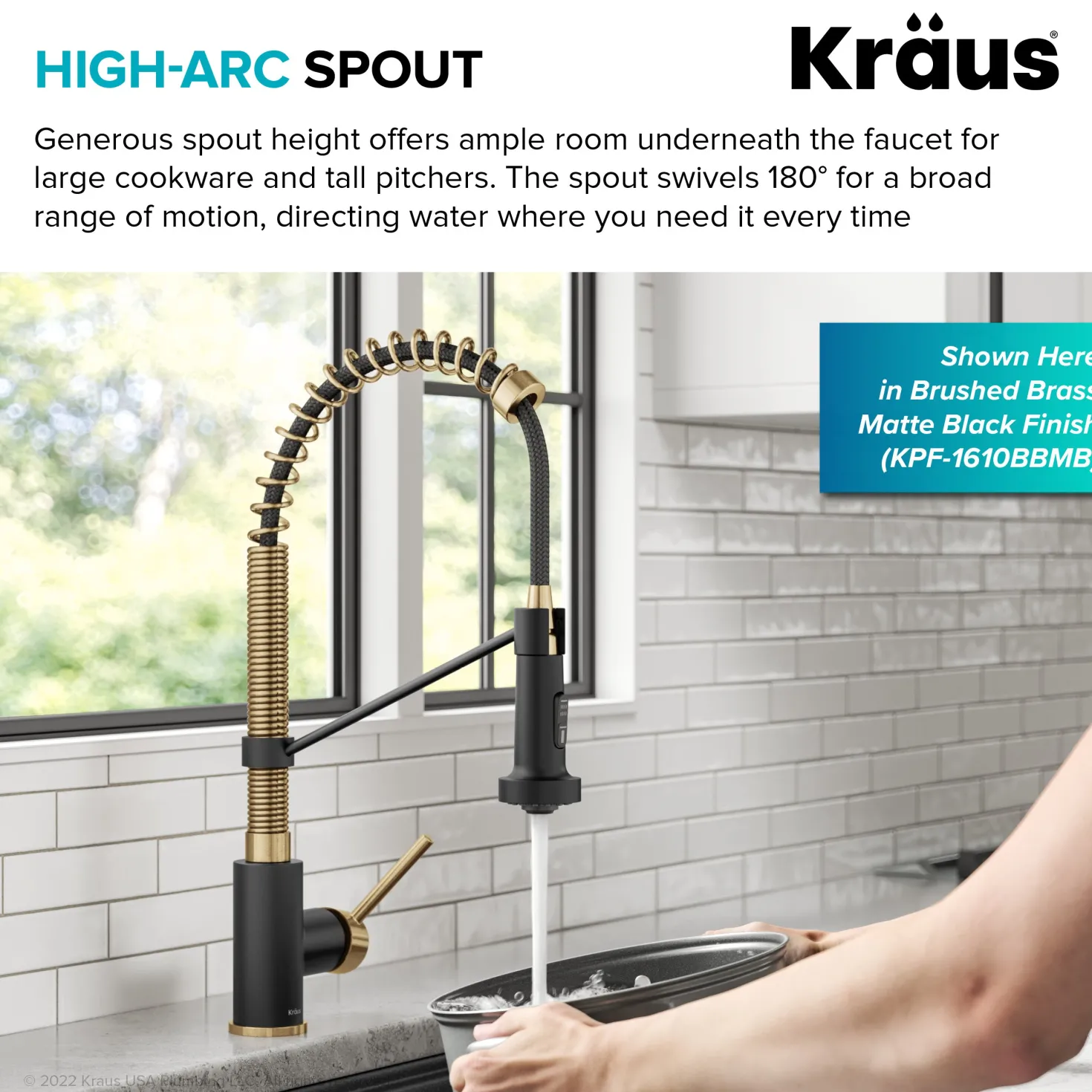 KRAUS Bolden Commercial Style Pull-Down Single Handle 18-Inch Kitchen Faucet in Brushed Brass