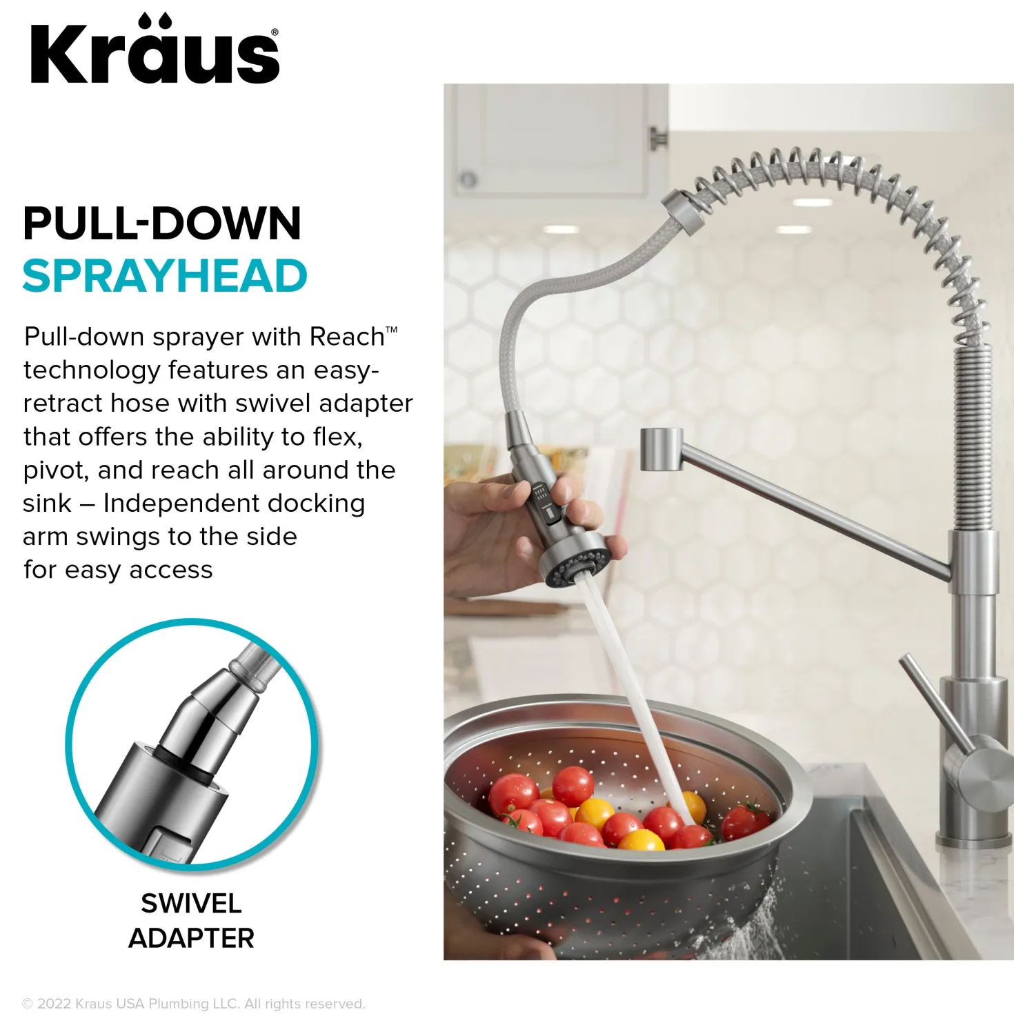 KRAUS Bolden Commercial Style Pull-Down Single Handle 18-Inch Kitchen Faucet in Brushed Brass