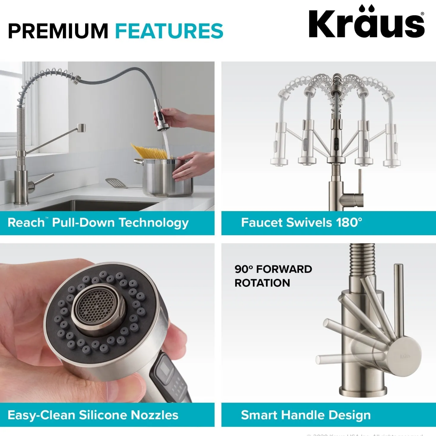 KRAUS Bolden Commercial Style Pull-Down Kitchen Faucet and Purita Water Filter Faucet Combo in Spot Free Antique Champagne Bronze