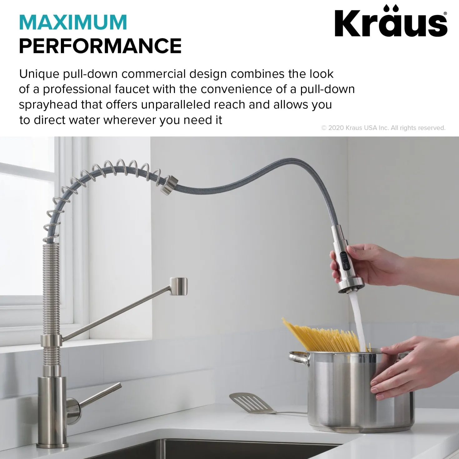 KRAUS Bolden Commercial Style Pull-Down Kitchen Faucet and Purita Water Filter Faucet Combo in Spot Free Antique Champagne Bronze