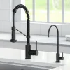 KRAUS Bolden Commercial Style Pull-Down Kitchen Faucet and Purita Water Filter Faucet Combo in Matte Black