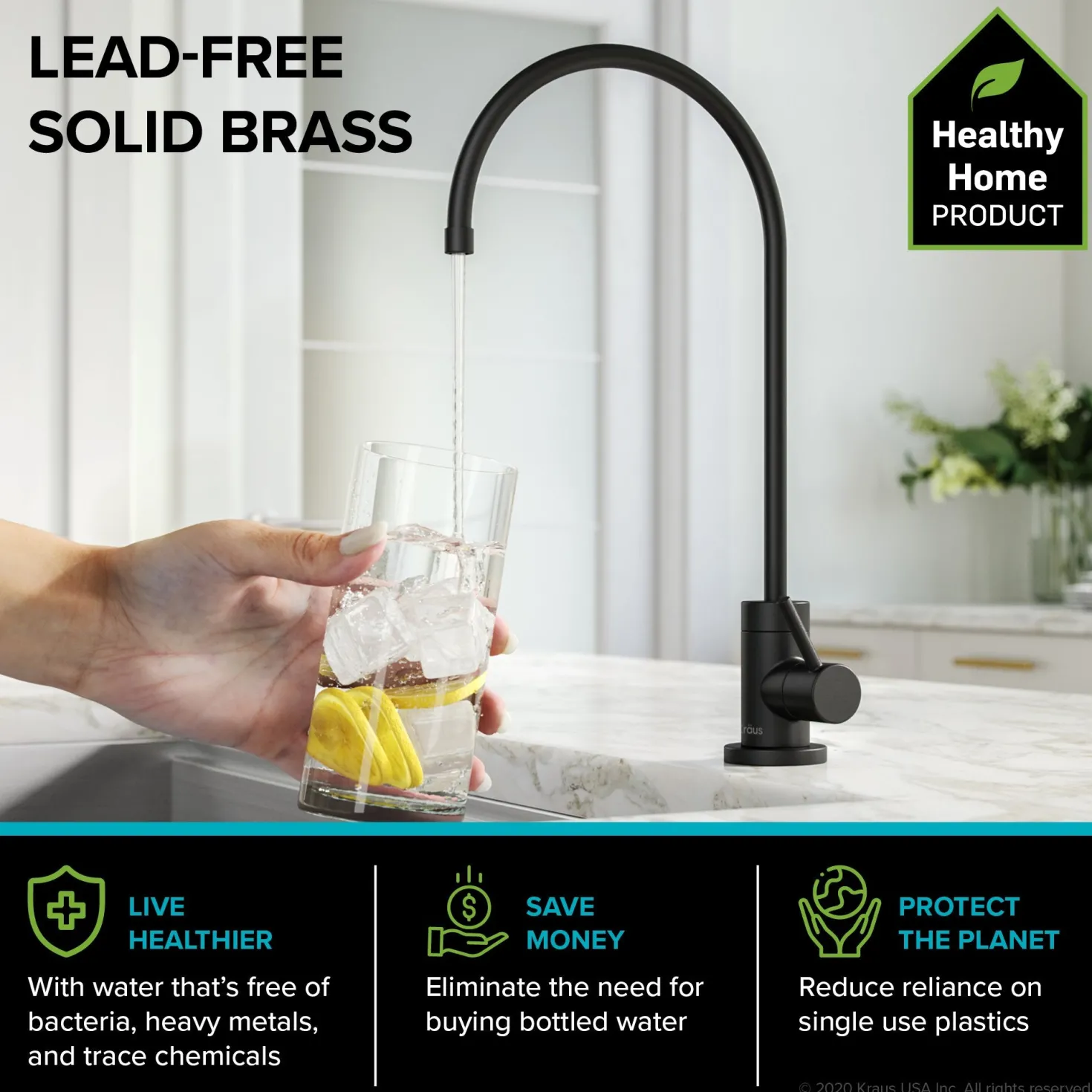 KRAUS Bolden Commercial Style Pull-Down Kitchen Faucet and Purita Water Filter Faucet Combo in Matte Black