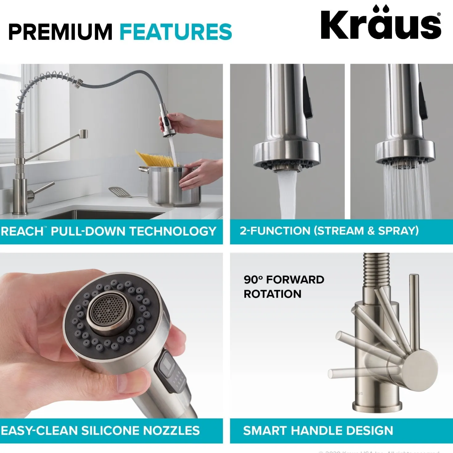 KRAUS Bolden Commercial Style Pull-Down Kitchen Faucet and Purita Water Filter Faucet Combo in Matte Black