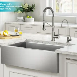 KRAUS Bolden Commercial Style Pull-Down Kitchen Faucet and Purita Water Filter Faucet Combo in Spot Free Stainless Steel