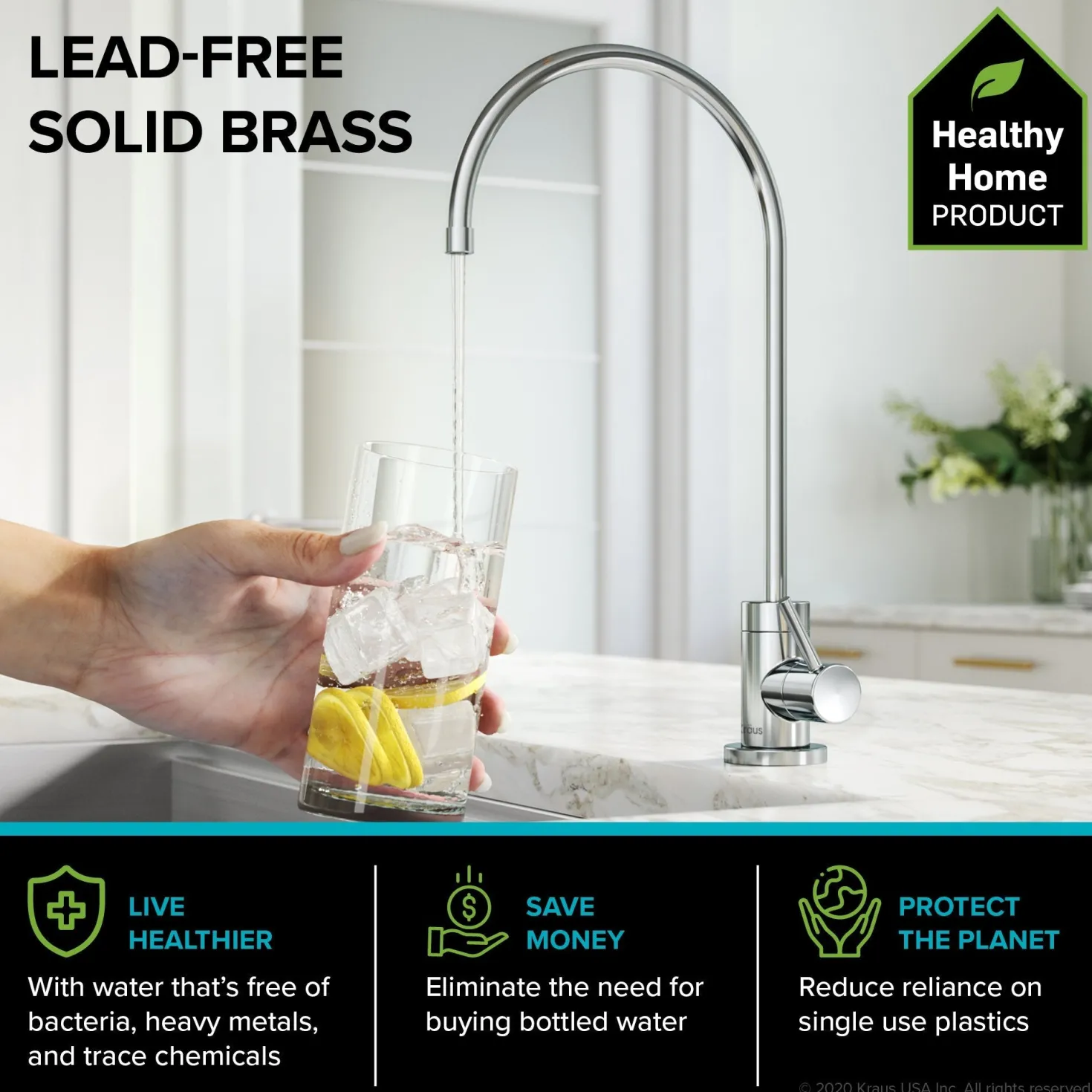 KRAUS Bolden Commercial Style Pull-Down Kitchen Faucet and Purita Water Filter Faucet Combo in Chrome