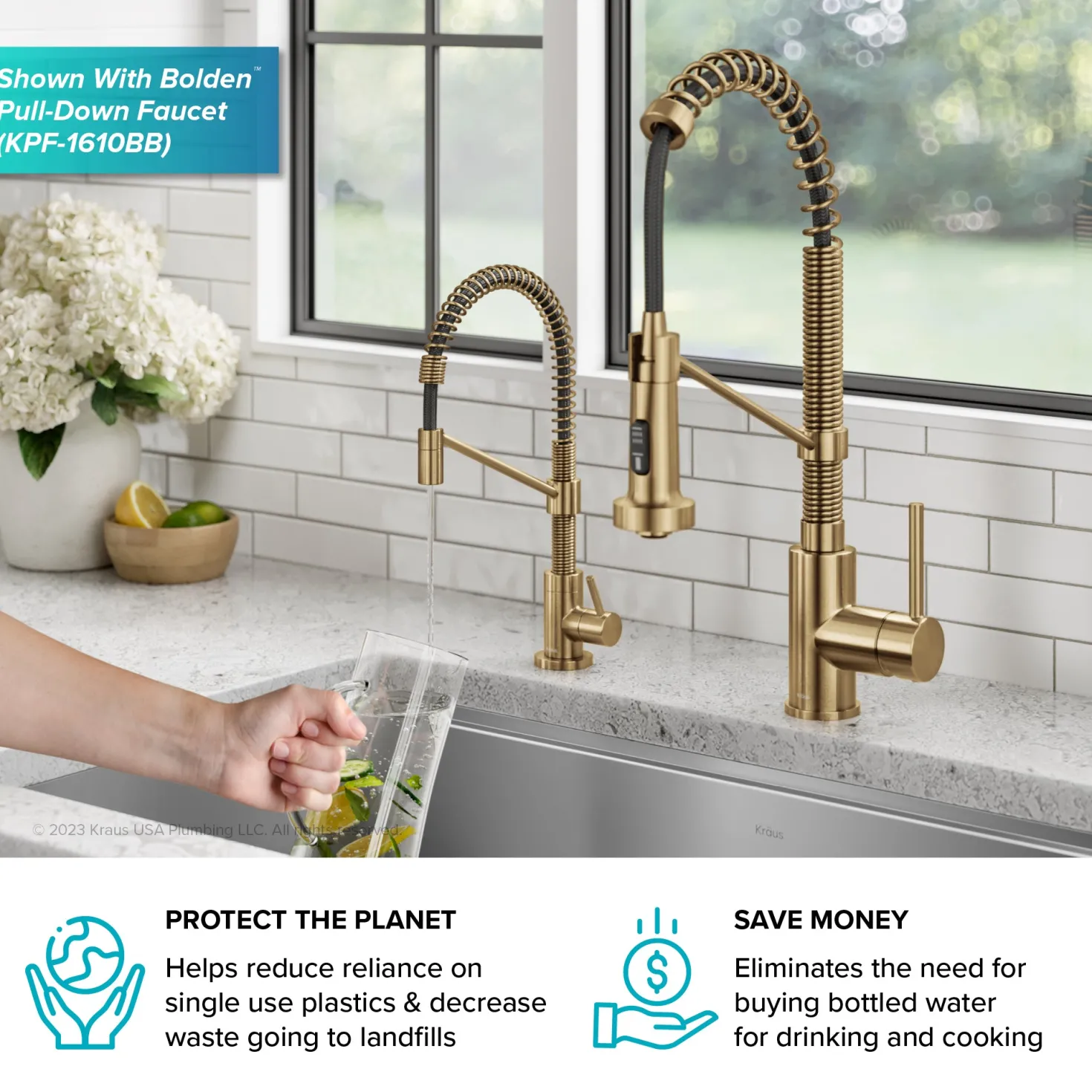 KRAUS Bolden Drinking Water Filter Faucet in Brushed Brass