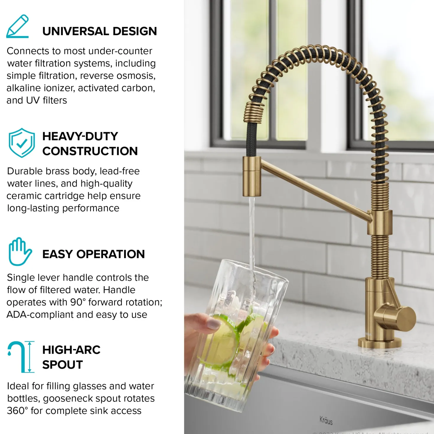KRAUS Bolden Drinking Water Filter Faucet in Brushed Brass