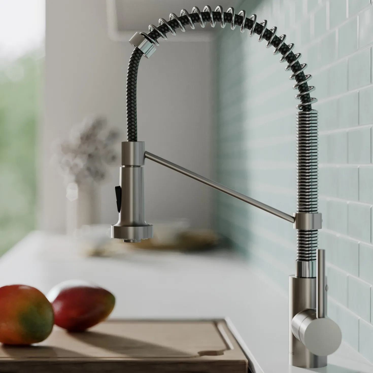 KRAUS Bolden 18-Inch Commercial Kitchen Faucet with Pull-Down Sprayhead in Spot Free Stainless Steel/Chrome
