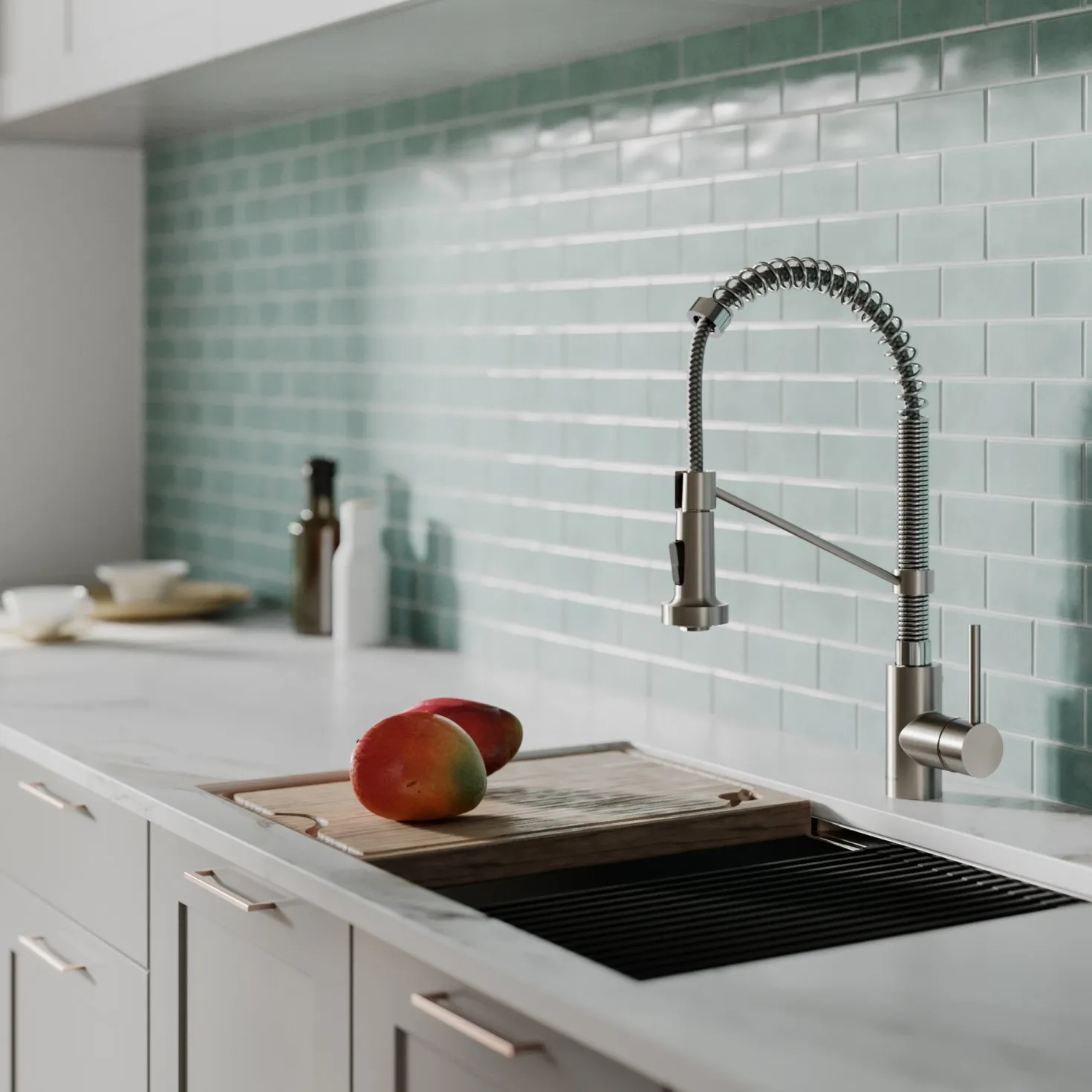KRAUS Bolden 18-Inch Commercial Kitchen Faucet with Pull-Down Sprayhead in Spot Free Stainless Steel/Chrome