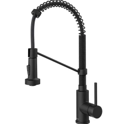 KRAUS Bolden 18-Inch Commercial Kitchen Faucet with Pull-Down Sprayhead in Spot Free Stainless Steel/Matte Black