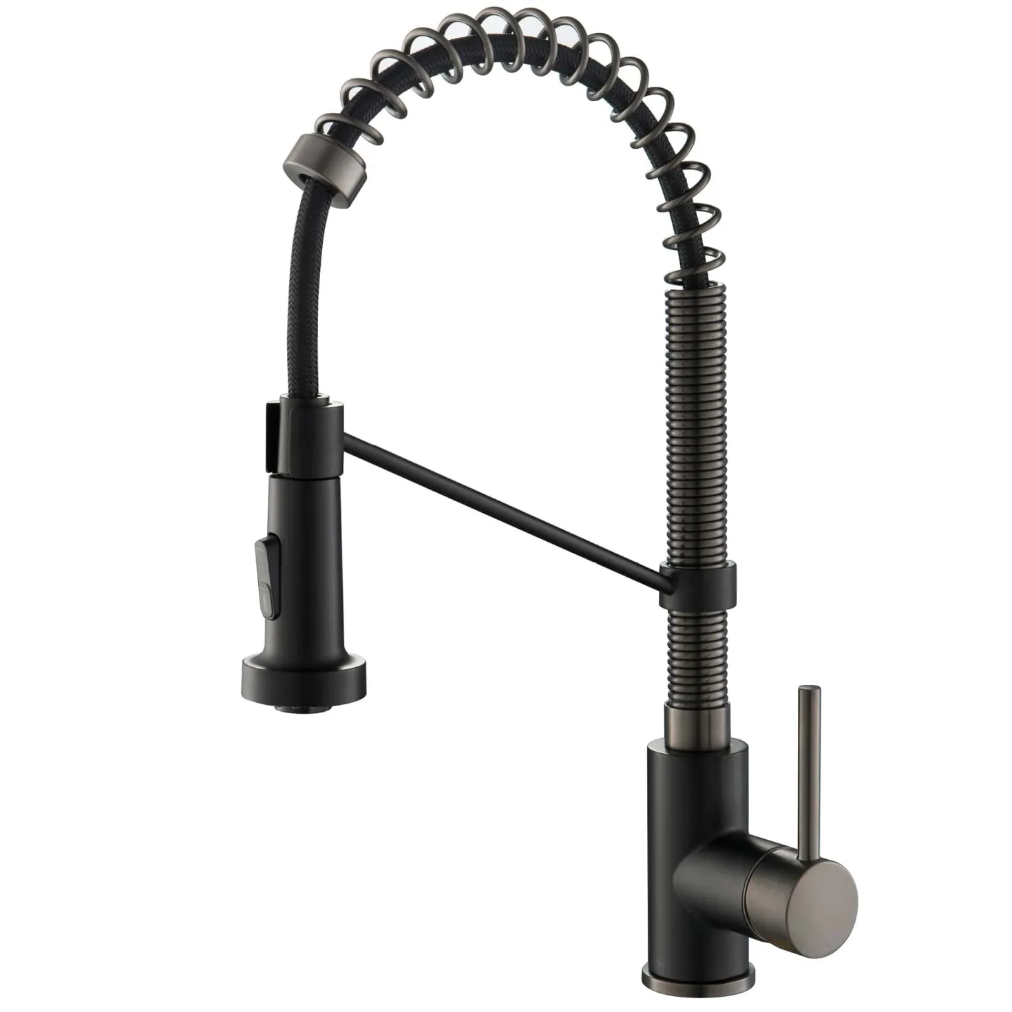 KRAUS Bolden 18-Inch Commercial Kitchen Faucet with Pull-Down Sprayhead in Matte Black/Black Stainless