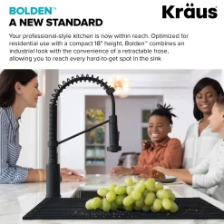 KRAUS Bolden 18-Inch Commercial Kitchen Faucet with Soap Dispenser in Spot Free Stainless Steel