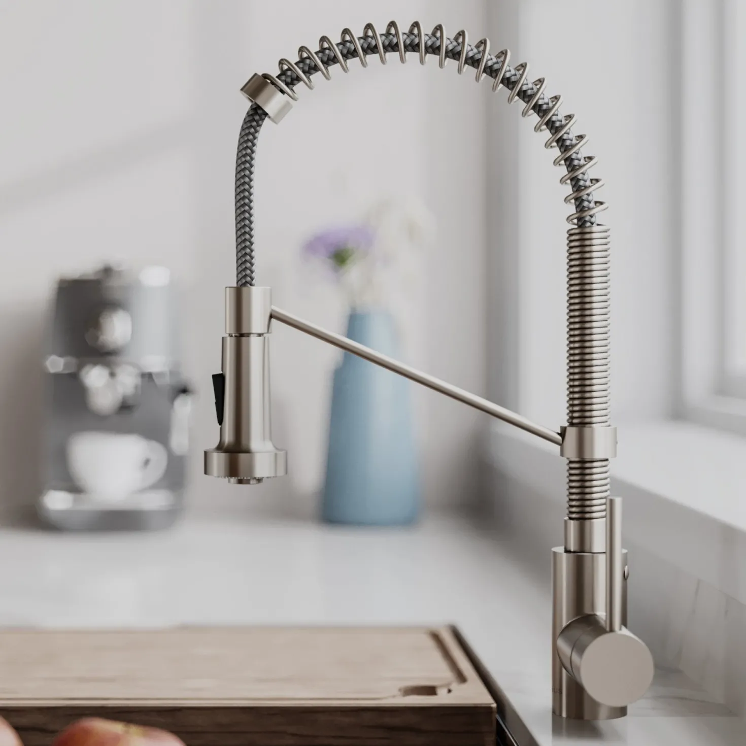 KRAUS Bolden 18-Inch Commercial Kitchen Faucet with Soap Dispenser in Spot Free Stainless Steel