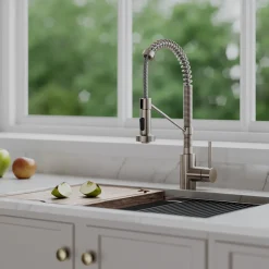KRAUS Bolden 18-Inch Commercial Kitchen Faucet with Soap Dispenser in Spot Free Stainless Steel