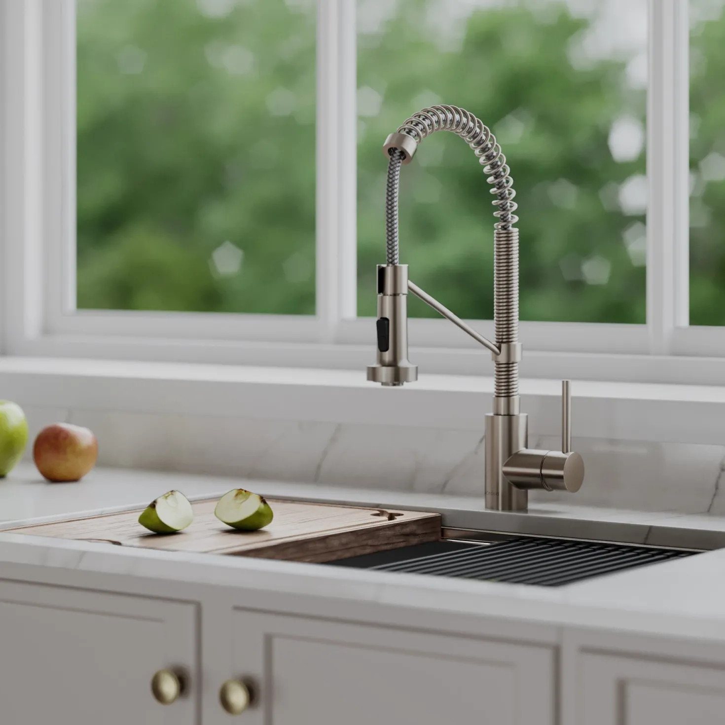 KRAUS Bolden 18-Inch Commercial Kitchen Faucet with Soap Dispenser in Spot Free Stainless Steel
