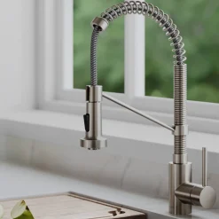 KRAUS Bolden 18-Inch Commercial Kitchen Faucet with Soap Dispenser in Spot Free Stainless Steel