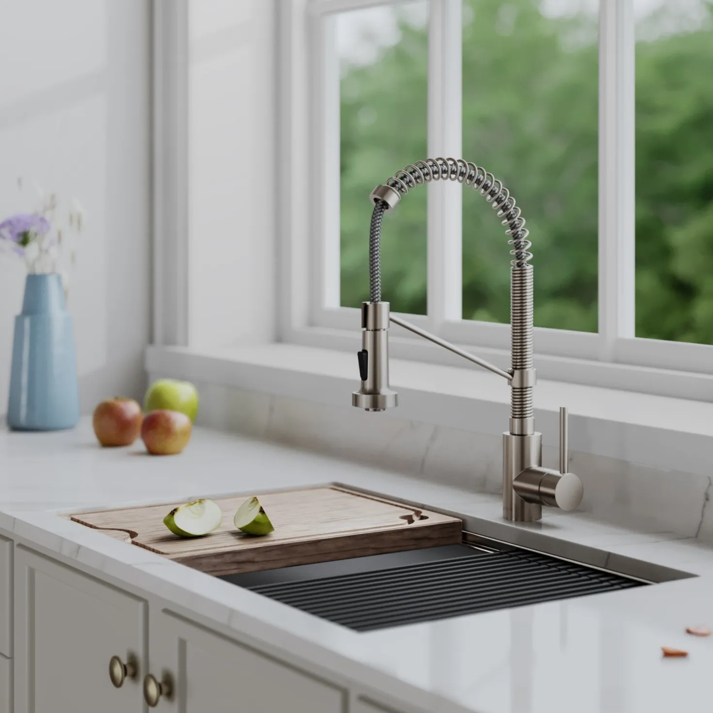 KRAUS Bolden 18-Inch Commercial Kitchen Faucet with Soap Dispenser in Spot Free Stainless Steel