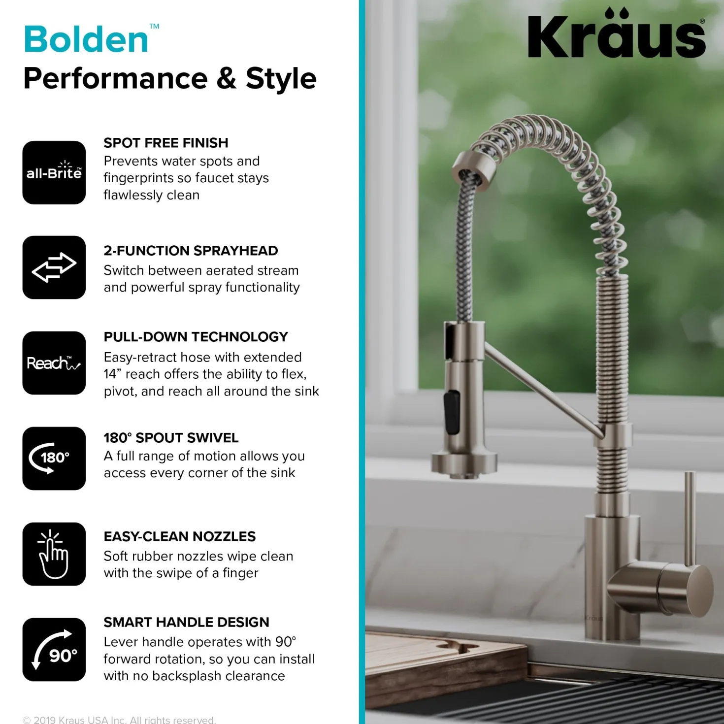 KRAUS Bolden 18-Inch Commercial Kitchen Faucet with Soap Dispenser in Spot Free Stainless Steel