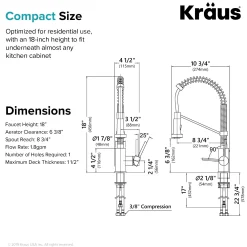 KRAUS Bolden 18-Inch Commercial Kitchen Faucet with Pull-Down Sprayhead in Spot Free Stainless