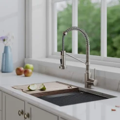 KRAUS Bolden 18-Inch Commercial Kitchen Faucet with Pull-Down Sprayhead in Spot Free Stainless