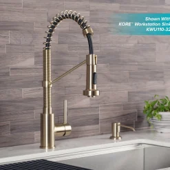 KRAUS Bolden 18-Inch Commercial Kitchen Faucet with Pull-Down Sprayhead in Spot Free Antique Champagne Bronze