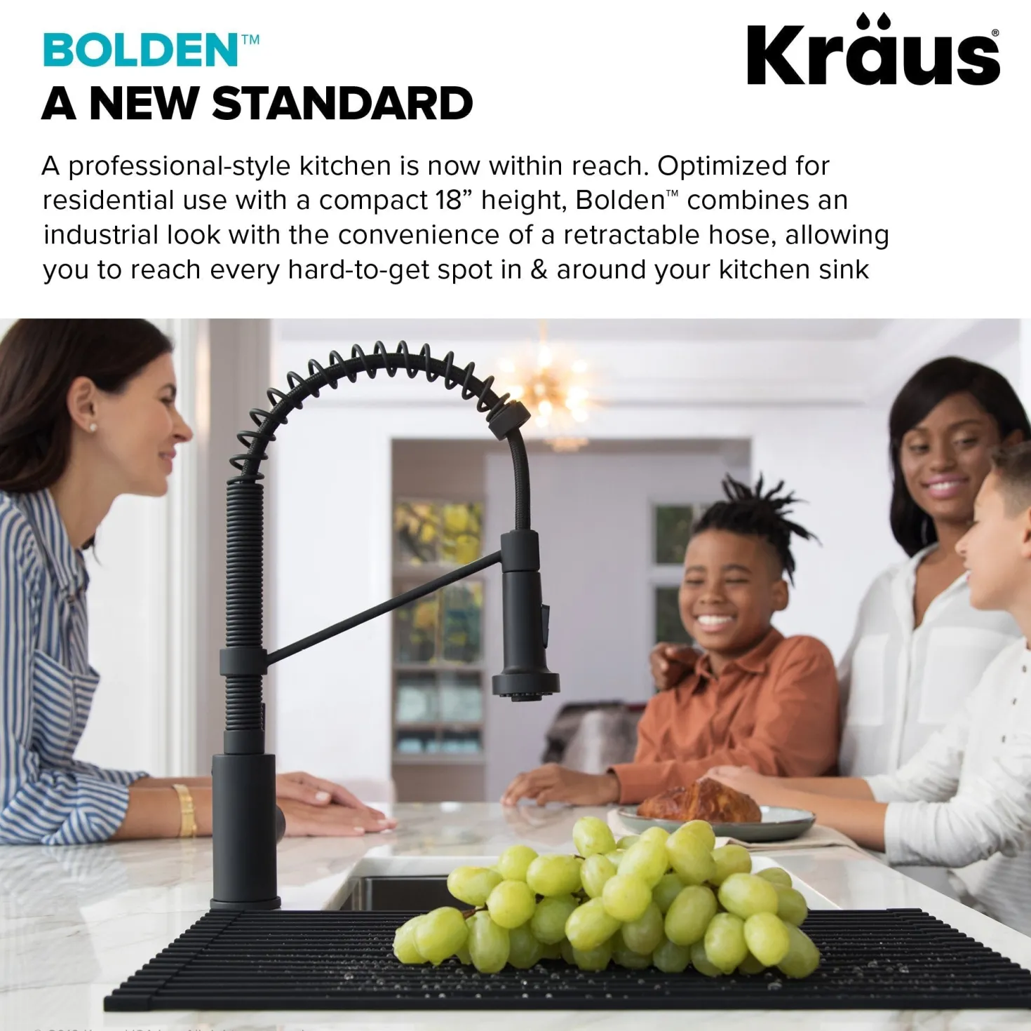 KRAUS Bolden 18-Inch Commercial Kitchen Faucet with Soap Dispenser in Matte Black