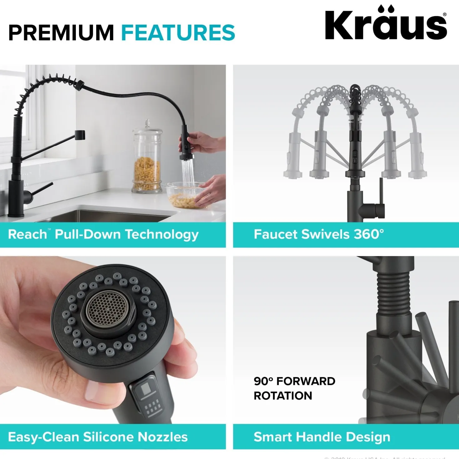 KRAUS Bolden 18-Inch Commercial Kitchen Faucet with Soap Dispenser in Matte Black