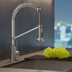 KRAUS Bolden 18-Inch Commercial Kitchen Faucet with Pull-Down Sprayhead in Stainless Steel