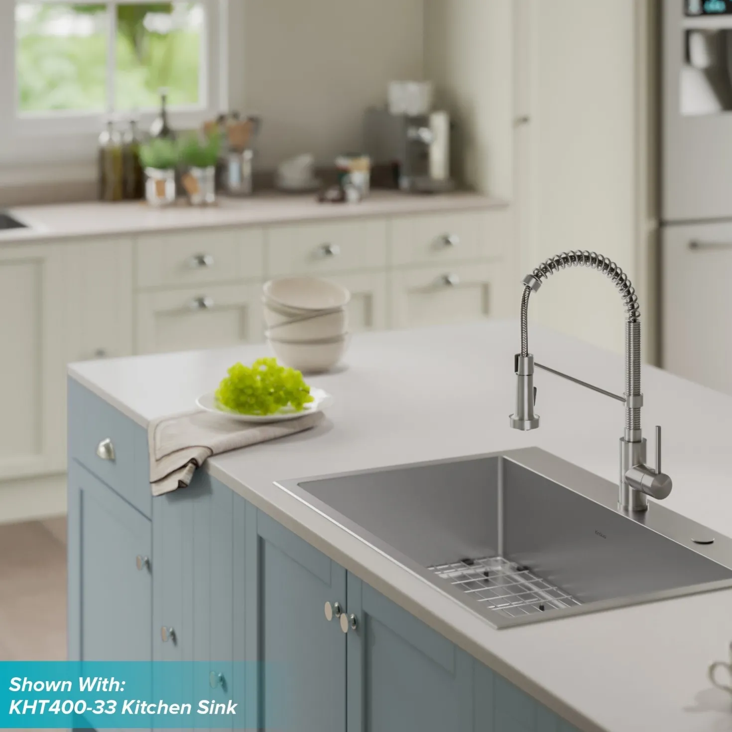 KRAUS Bolden 18-Inch Commercial Kitchen Faucet with Pull-Down Sprayhead in Stainless Steel