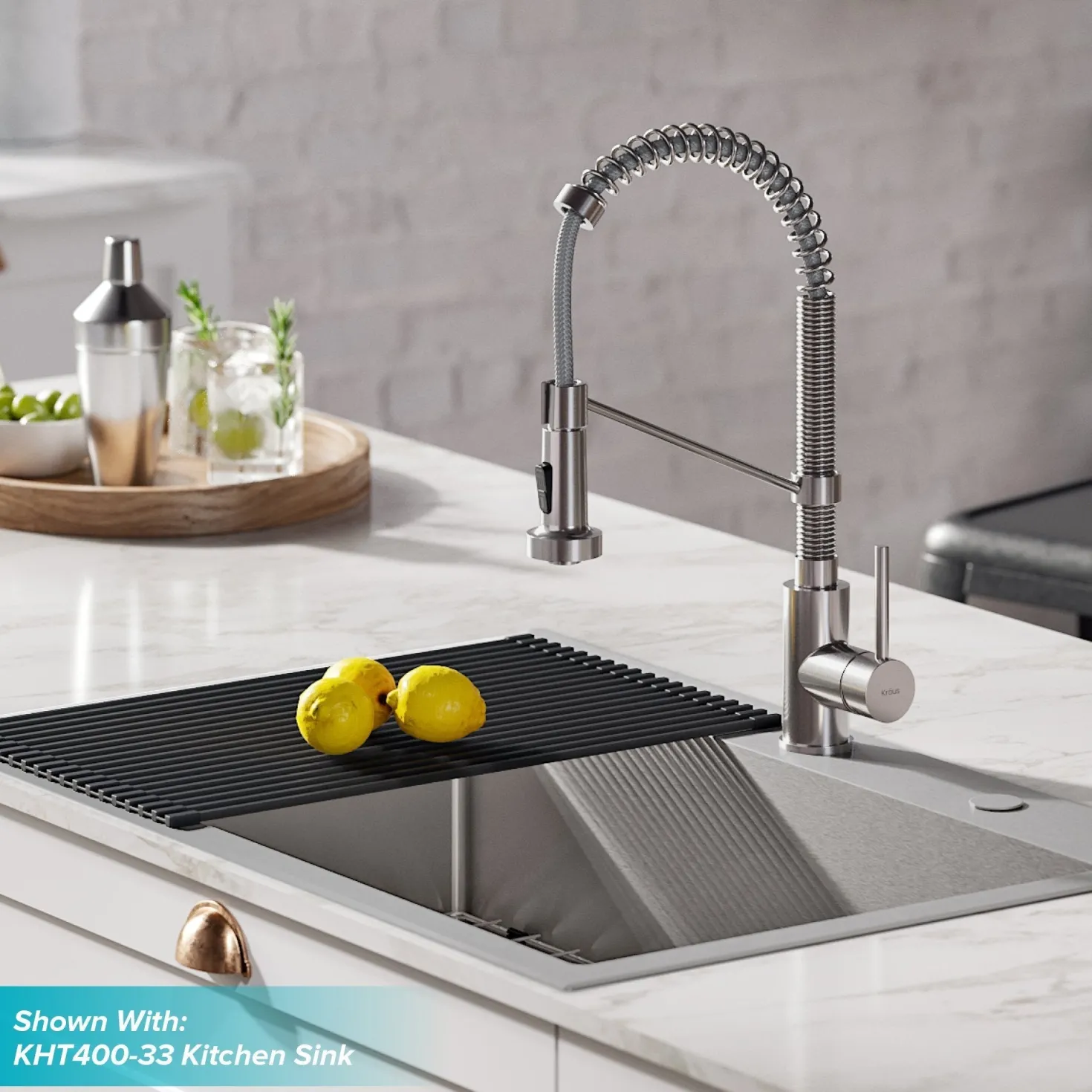 KRAUS Bolden 18-Inch Commercial Kitchen Faucet with Pull-Down Sprayhead in Stainless Steel