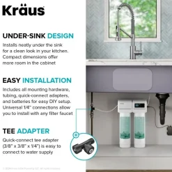 KRAUS Bolden 2-in-1 Pull-Down Single Handle Water Filter Kitchen Faucet in Matte Black with Purita 2-Stage Under-Sink Filtration System