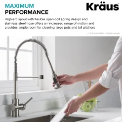 KRAUS Britt Commercial Style Kitchen Faucet in Matte Black/Brushed Gold
