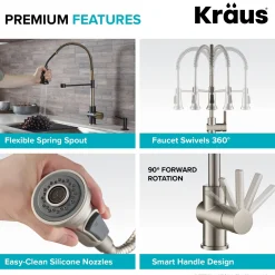 KRAUS Britt Commercial Style Kitchen Faucet in Matte Black/Brushed Gold