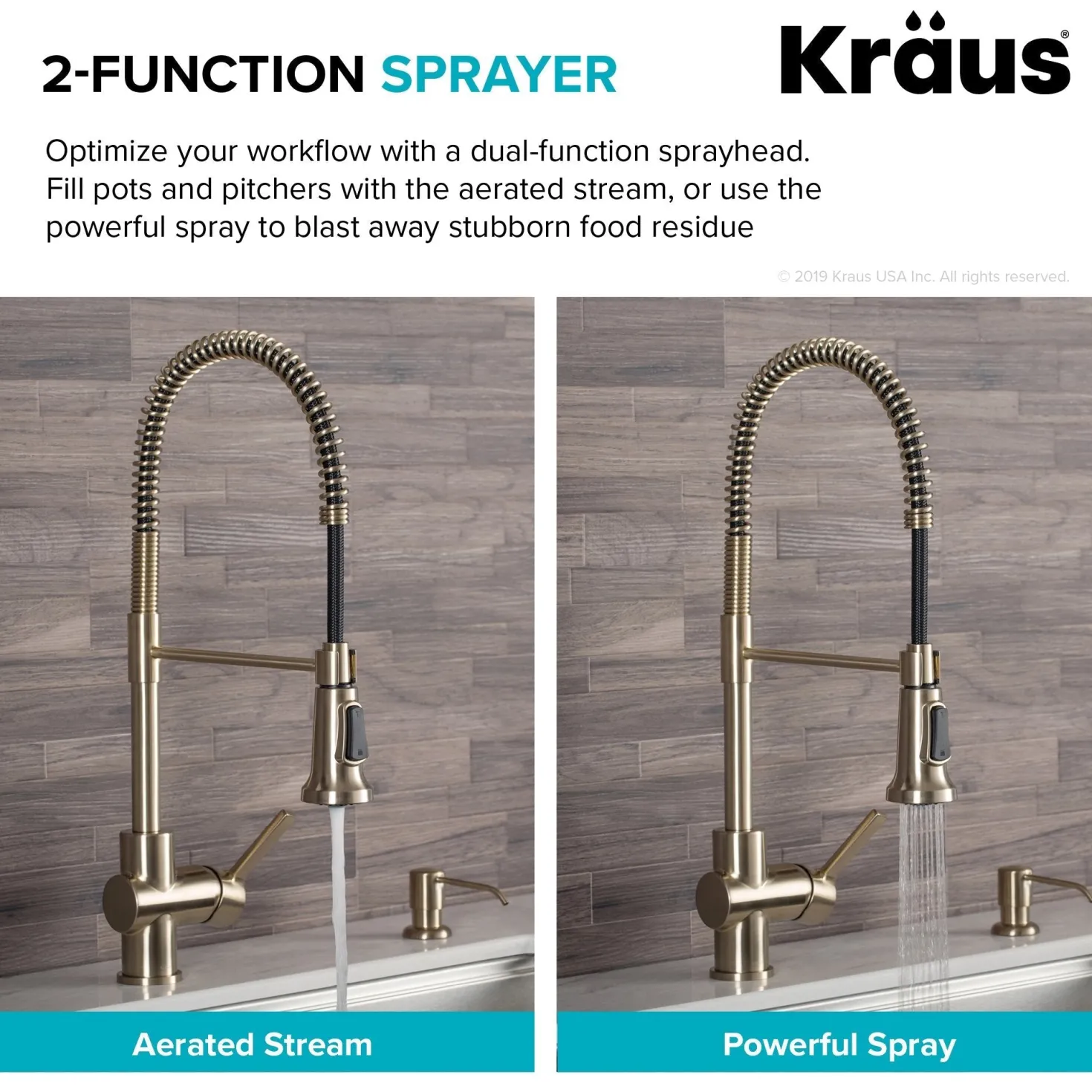 KRAUS Britt Commercial Style Kitchen Faucet in Brushed Gold