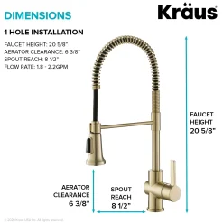 KRAUS Britt Commercial Style Kitchen Faucet in Spot Free Antique Champagne Bronze
