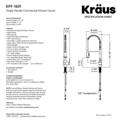 KRAUS Britt Commercial Style Pull-Down Single Handle Kitchen Faucet in Matte Black & Spot Free Black Stainless Steel
