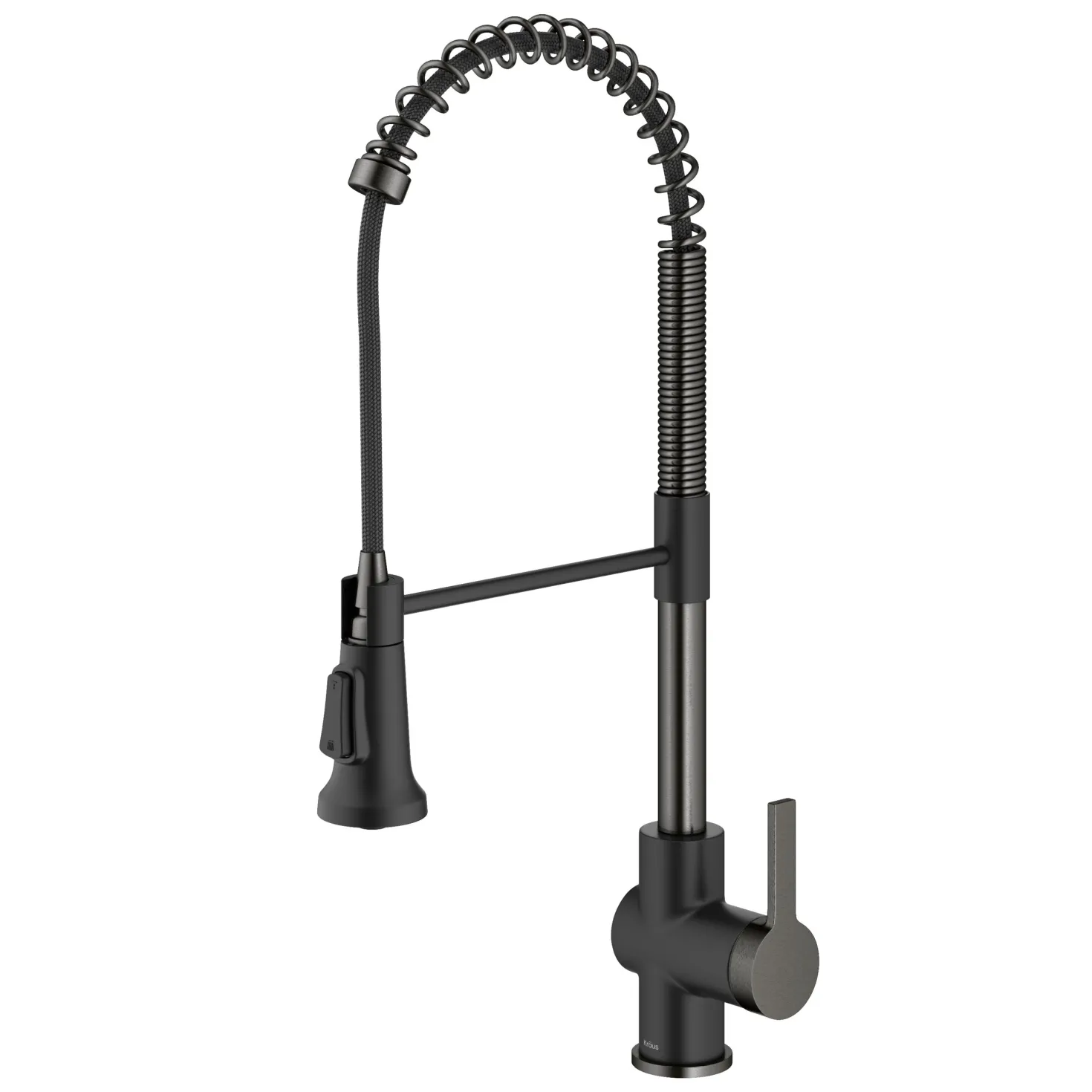 KRAUS Britt Commercial Style Pull-Down Single Handle Kitchen Faucet in Matte Black & Spot Free Black Stainless Steel