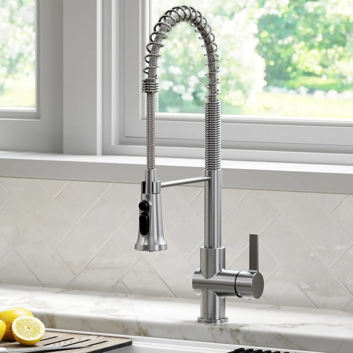 KRAUS Britt Commercial Style Kitchen Faucet with Integrated Water Filter Spout in Spot Free Stainless Steel