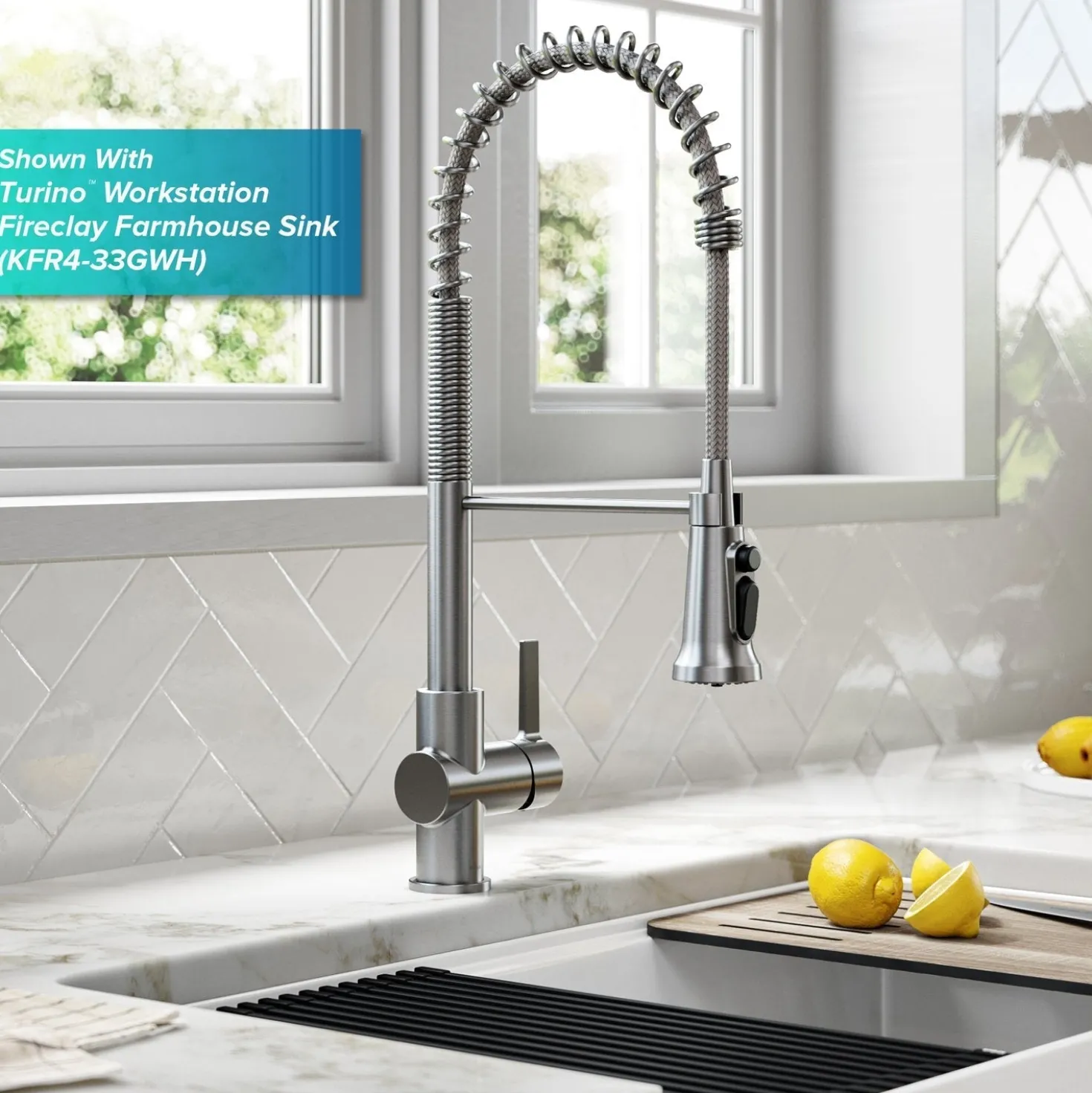 KRAUS Britt Commercial Style Kitchen Faucet with Integrated Water Filter Spout in Spot Free Stainless Steel
