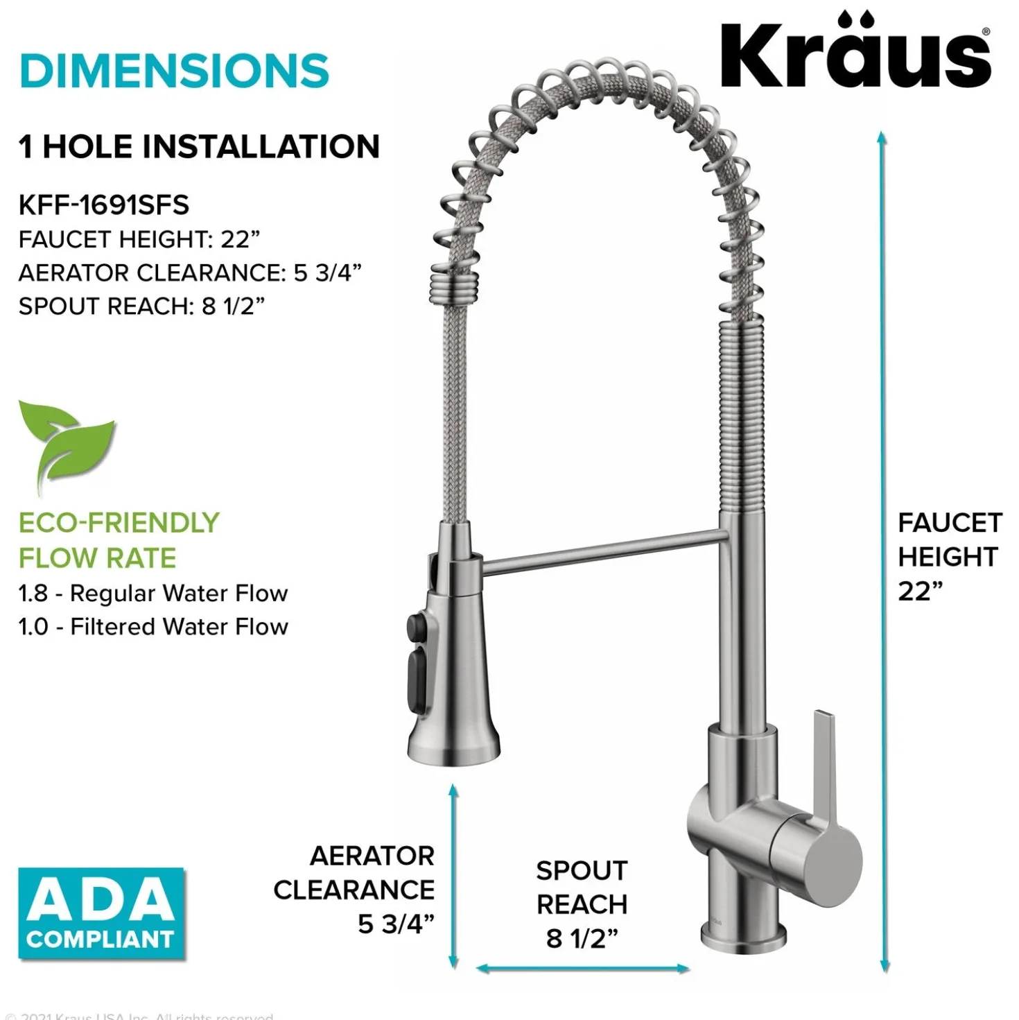 KRAUS Britt Commercial Style Kitchen Faucet with Integrated Water Filter Spout in Spot Free Stainless Steel