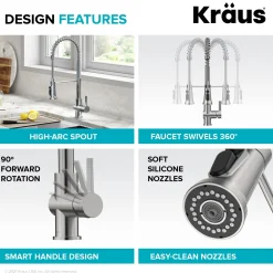 KRAUS Britt Commercial Style Kitchen Faucet with Integrated Water Filter Spout in Spot Free Stainless Steel